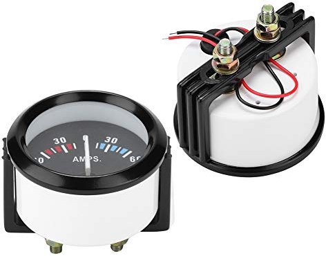 Amperímetro Analógico Universal 60-0-60 AMP para Vehículo con Luz de Fondo y Montaje de 52mm/2 Pulgadas Alta Precisión y Fácil Instalación