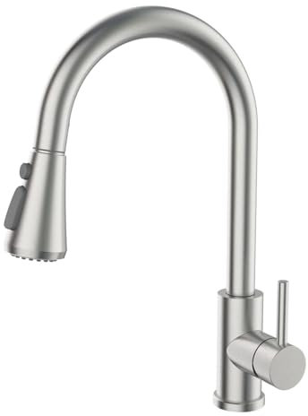 Tondiy Rubinetto da Cucina Estraibile con Doccetta a 3 Modalità, Miscelatore Monocomando Girevole a 360°, Rubinetti per Lavello ad Alta Pressione, Acciaio Inox 304, Spazzolato