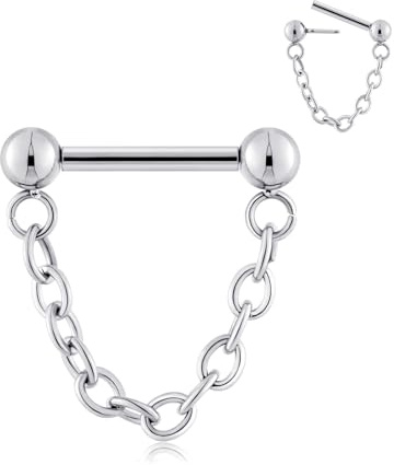 Longbeauty 16G Septum Piercing Kette Nasenpiercing Threadless Push-in Septum Barbell Nasenringe Daith Tragus Knorpel Helix Ohrpiercing Schmuck, Stil C, Silber