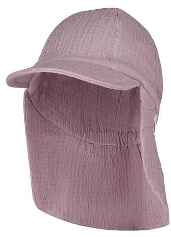 Sterntaler Schirmmütze Nacken Musselin - Mädchen Mütze aus Baumwoll Musselin (Bio) - UV-Schutz 50+ Sonnenhut mit Nackenschutz - Baby- und Kinder Sommer Kopfbedeckung - pastellviolett - pastellviolett