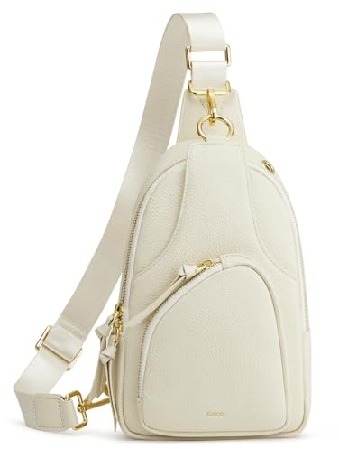 Kattee Sling Bag für Damen Gürteltasche aus Leder Kleine Brusttasche Umhängetasche mit RFID-Blockierung für Reisen und Outdoor | Gürteltasche aus genarbtem Rindsleder. Kleine Brusttasche mit RFID-Blockierung für Reisen