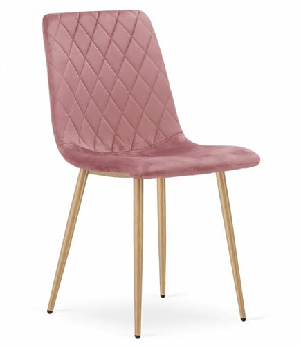 Home Collective Esszimmerstuhl Wohnzimmerstuhl Stuhl mit Velours-Sitz mit holzfarbenen Beinen, ergonomisch für Wohnzimmer Büro Schlafzimmer oder Esszimmer maximale Belastung: 120kg rosa 1 Stuhl