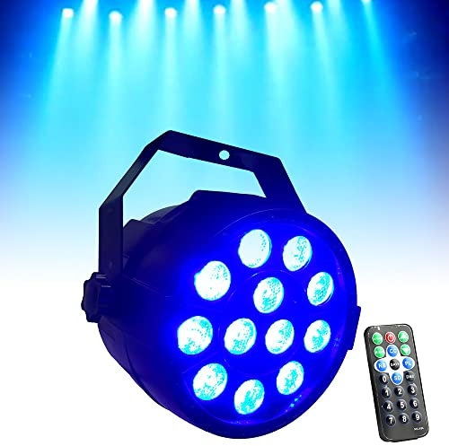 LED Par Strahler 12 LED Tragbares Discolicht Partylicht RGB DMX512 Par Scheinwerfer mit Fernbedienung,Drei Abstrahlwinkel,Bühnenlicht DJ licht für Bar Weihnachten Halloween Musik Disco Party