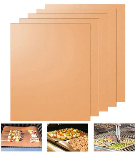 Pellicola per cottura continua, 5 pezzi, carta da forno riutilizzabile, in teflon, resistente al calore, 230 °C, antiaderente, per forno e barbecue, 40 x 60 cm