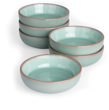 famiware Nature Ceramic Soy Sauce Dish, Dipping Bowls Set of 6, 3 oz Dipping Sauce Bowls/Dishes/Cups/Plates, Small Serving Bowls for Side Dishes, Condiments, Sushi, Appetizer, Dessert, Verdure