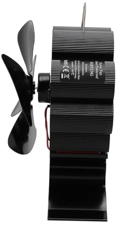 Greensen Ventilatore per Stufa A Legna in Alluminio, 4 Pale, Termoventilatore per Camino, Accessorio Calore per Caminetto, Silenzioso E Efficiente