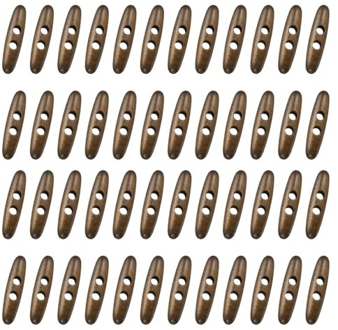 sourcing map Knebelknöpfe aus Holz, 60 mm, Doppellöcher, Olivenform, Nähen, Holzknöpfe, Pullover, Mäntel, Knöpfe für DIY, Mantel, Pullover, Kleidung, Zubehör, Braun, 50 Stück