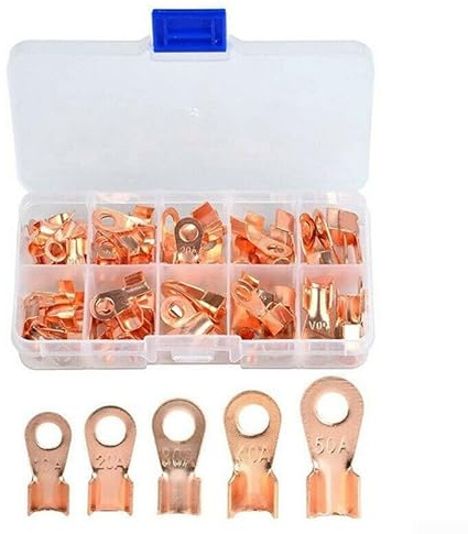 Battery Welding Cable Lug Connectors 70pcs Copper Terminal Kit with Storage Box