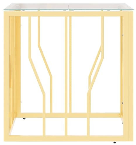 HEFZGDB Couchtisch Golden 50x50x50 cm Edelstahl und Glas Kaffeetisch Wohnzimmertisch Klein Beistelltische Fürs Wohnzimmer Kleiner Beistelltisch für Tagungsraum Garten Balkon Wohnzimmer