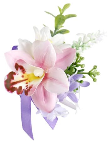 Fazvncv Künstliche Seidenblume mit Anstecknadel, realistisches Blumen-Dekorationsset für elegante Hochzeits-Corsage und Handgelenk-Blume