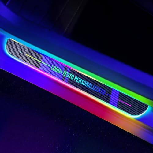 Luci LED Battitacco Auto Personalizzabili, 7 Colori, 12 Modalità per Tutte | Luci Battitacco Ricaricabili Usb, Luci Battitacco Benvenuto Auto con Logo, Pedale Benvenuto Auto Regali per Compleanno Natale