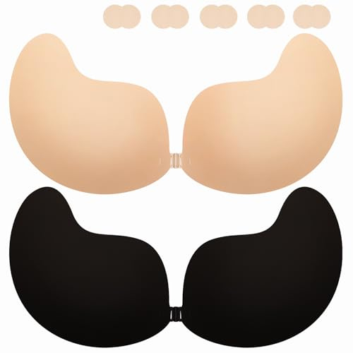 Reggiseno Invisibile, Reggiseno Adesivo, Coppe Adesive Seno, Push Up Copricapezzoli Sticky Bra, Riutilizzabile Silicone Adesivo Traspirante Invisibile Reggiseni Senza Spalline con Copricapezzoli