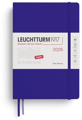 LEUCHTTURM1917 372777 Tageskalender Medium (A5) 2026, Ink, Englisch