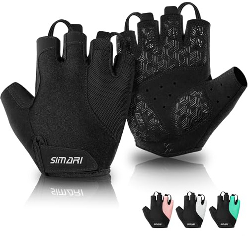SIMARI Gel Pad Cycling Gloves with Cushion/Grip/Breathable, Workout Bike Gloves for Men Women Biking, Mountain Biking, Fitness, Gym Exercise, Weight Lifting Training, Yoga, Pilates (Black, S)