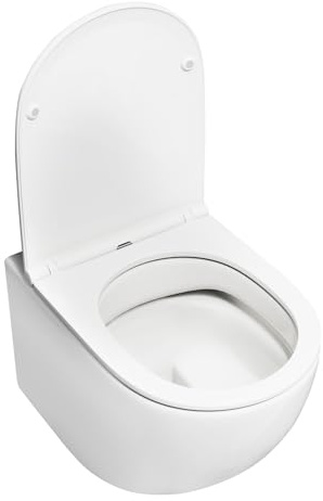 COSTWAY Sanitari Bagno a Muro, Sanitari Bagno Sospeso con Sistema di Doppio Scarico, Meccanismo di Chiusura Ammortizzata e Accessori di Montaggio, Facile da Pulire