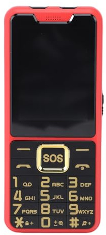 Annadue Stor Senior Mobiltelefon 2g, Grundläggande Mobiltelefon för äldre, Ficklampa, Röstmeddelande, Hög Volym, 2g Dubbel Sim, 2500mAh Batteri, Lätt Att Använda (Röd)