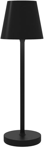HOMCOM Lámpara de Mesita de Noche Inalámbrica, Lámpara de Mesa Táctil con Luces LED, USB-C Recargable, 3 Temperaturas de Color y Pantalla de Acrílico, para Dormitorio, Salón, Negro