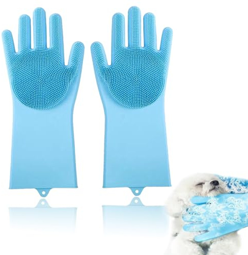 HABNI Haustier Fellpflege Handschuh Katze Hund,Waschhandschuhe Für Hunde Und Katzen,Hitzebeständige Badehandschuhe, Badehandschuhe Für Haustiere Zum Massieren, Schrubben Und Haarentfernen