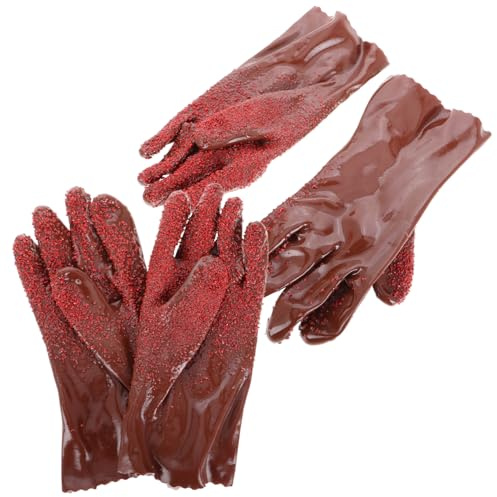 SEWOART 2 Pairs PVC Drain Gloves Heavy Duty Antislip Plumber Work Gloves for Men and Women Reusable Sewer Cleaning Snake Design Hand Protection