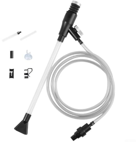 Zeroupshop Aquarium-Siphon Staubsauger mit Entenschnabel-Design für Kies-Sand-Waschen, mit 2 m Auslaufrohr, eingebautem Filter, ausziehbares Zulaufrohr