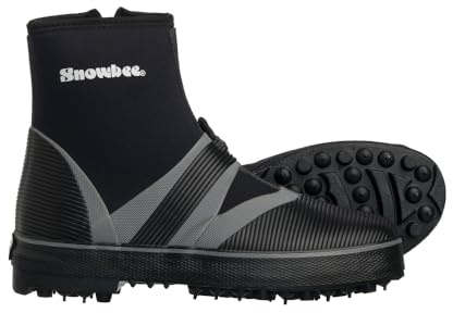 SNOWBEE Rockhopper Spike Sole Wading Boots with Neoprene Uppers and Side Zip, Flexible Hardened Steel Spike Sole for Rock Fishing and Shore Wading, Black/Grey - Size 11
