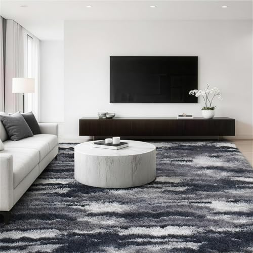 Jungsang Rugs Living Room 120x180cm Grey Large Rug for Living Room, Machine Washable Non-Slip Carpet, Soft Fluffy Pile Area Rug for Bedroom Kids Room Nursery Home, Tie-Dyed Gray