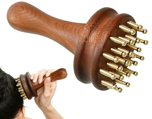 Meridianbürste | Aus Holz zur Tiefenentspannung | Meridian-Massagegerät und Gua Sha Werkzeug | für Männer, Frauen, Senioren, Nacken, Schultern, Bauch, Beine, Muskeln, Zuhause, Büro, Spa, Reisen