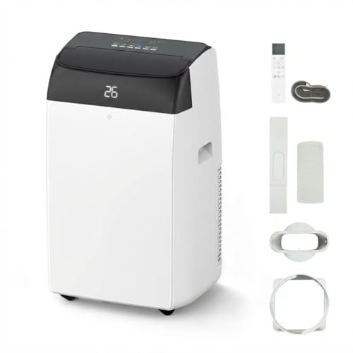Portable Air Conditioner, 12000BTU 4-in-1 Mobile AC with Heater, Cools, Dehumidifier & Fan, Mobile Air Conditioner with Digital Display, Remote, Covers Up to 550 Sq ft, 24H Timer [Energy Class a]