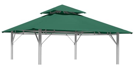 Telo di Ricambio Copertura per Gazebo 3x3 m 2 Livelli in Poliestere Resistente Anti-UV Impermeabile in Poliestere per Campeggio, Spiaggia, Sole (verde scuro)