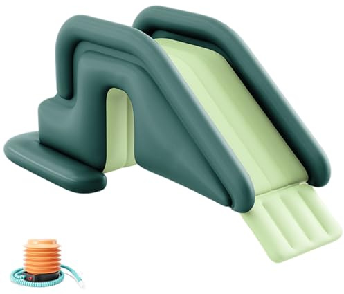 Wxyestna Poolrutsche, 78, 7 x 31, 5 x 33, 5 Zoll, aufblasbare Wasserrutsche aus PVC mit Luftpumpe für den Außenbereich, Innen- und Hinterhof, Garten, Grün
