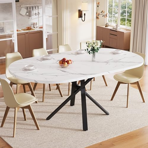 FammyLoft Round Extendable Dining Table 100-140cm, White