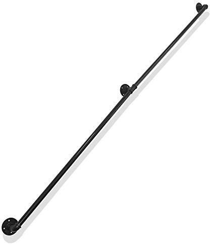 Staircase Handrail Banister Rail Support Kit, 30~600cm Industrial Iron Pipe 32mm Wall Mounted Retro Metal Rail for Elderly Kids