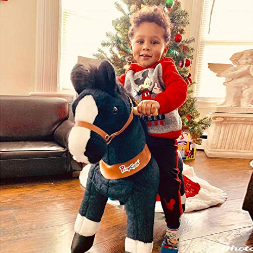 PonyCycle Offizielle Klassisch U-Serie Reiten auf Pferd Spielzeug Plüsch Lauftier Schwarzes Pferd für Alter 3-5 Jahre Kleine Größe U326