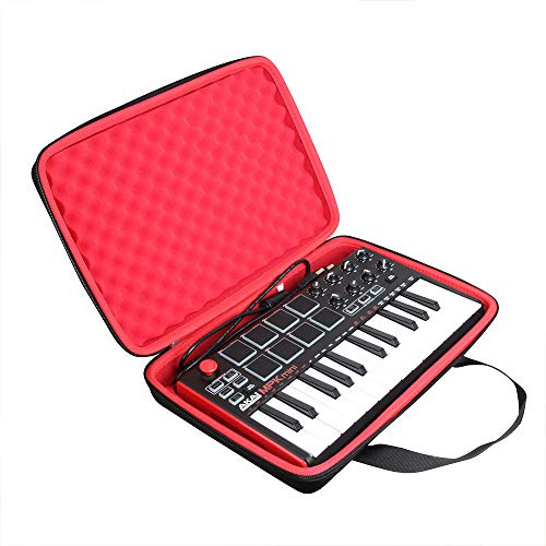 Hermitshell Hartschalen-Reisetasche für Akai Professional MPK Mini MKII 25 Tasten tragbare USB MIDI Tastatur (Schwarz + Rot)
