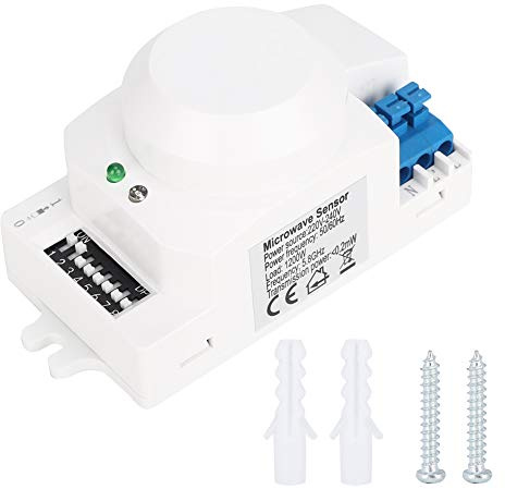 Aukson Interrupteur de capteur à Micro-Ondes, capteur à Micro-Ondes SK-600 360 °, Interrupteur de lumière de détecteur pour Mouvement corporel