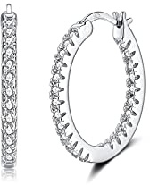 Creolen Silber Damen Ohrringe, 925 Silber Creolen mit AAA Zirkonia Damen Schmuck Geschenke Durchmesser 15mm, 20mm, 30mm