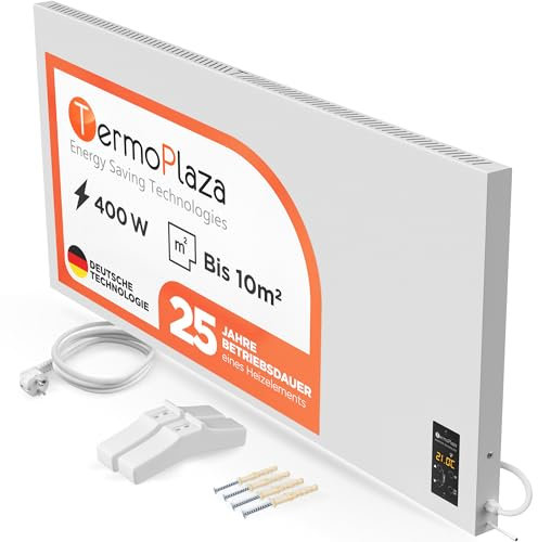 Termoplaza Termoconvettore Elettrico Da Parete o in Piedi 10 m² - 400 Watt Stufetta Elettrica Basso Consumo - Termosifoni Moderni Infrarossi - Pannello Radiante Infrarossi Termosifone Elettrico