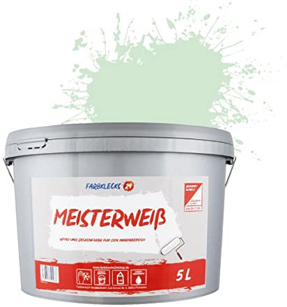 Farbklecks24 Meisterweiß Color, Wandfarbe Grün 5-0 (5L),(versch. Farben),hohe Deckkraft