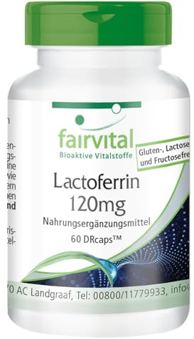 fairvital Lactoferrin 120 mg, 60 Kapseln, schluckfreundlich, magensaftresistent, in zeitverzögerten Drcaps