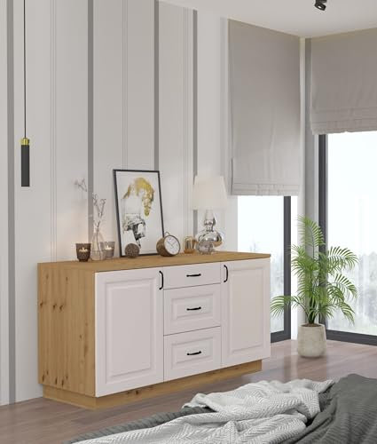 Kommode Stilo 150cm Esszimmer Landhaus Weiss Eiche Artisan Buffet Küche Anrichte