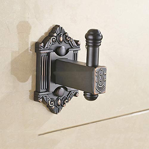 Hensftods Einzelner Doppelwandhaken aus antikem Messing, Kleiderbügel, Türhaken, Badezimmer, Küche, Armaturen, Handtuchhalter, Schwarz