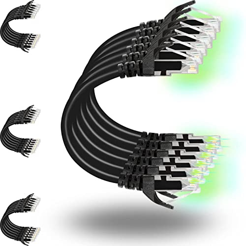 Rapink Patch Cables Cat6 0.5ft (24 Pack), Ethernet Patch Cable 10G, Cat 6 Patch Cable for Patch Panel to Switch, Flexiable Cat 6 Ethernet Cable with Gold Plated Black