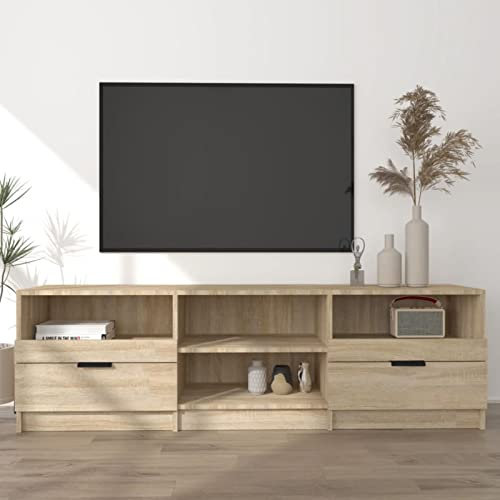 Chusui TV-Schrank, TV Lowboard, TV Board, Fernsehtisch, Fernsehschrank, Wohnzimmer, TV Tisch, Fernseher Tisch, Fernsehkommode, Sonoma-Eiche 150x33,5x45 cm Holzwerkstoff