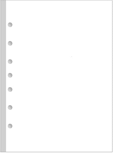 Blanko-Nachfüllpapier, A5, 100 Blatt/200 Seiten, lose Blätter, für Filofax-Planer, Organizer, Ordner, 7-fach gelocht, 100 g/m² blanko, 14,7 x 21,1 cm