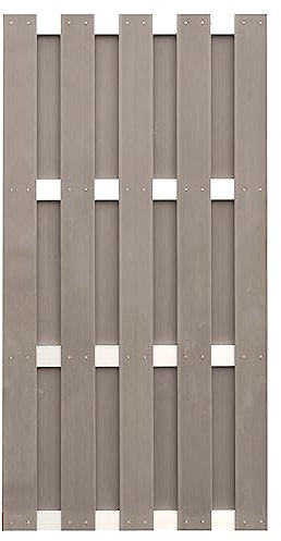 TETZNER&JENTZSCH Jinan-Serie braun 90 x 180 cm, WPC-Bretterzaun Querriegel ALU anodisiert