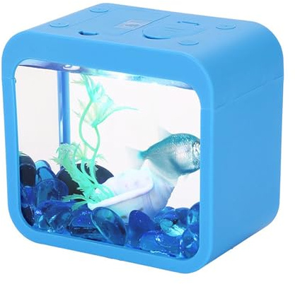 Qcwwy Aquarium Fish Tank, Amovible Betta Fish Bowl Mini Fish Tank Facile à Utiliser LED Veilleuse Récipient à Poissons pour Aquarium Plantes D'intérieur Betta Fish Bowl pour La