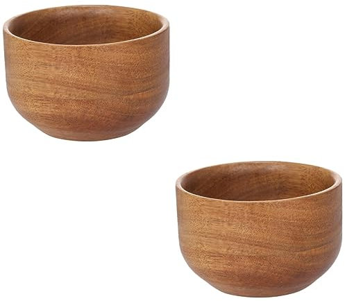 minkissy 2pcs Wooden Shaving Bowl for Men Light Brown Facial Cleansing Container and Practical for Home and Barber Use Shaving Cream Soap Bowl