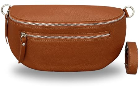 Brise Art Lucia Damen Bauchtasche Echtleder Handgefertigt Crossbody Bag | Damen Umhängetasche, Echtes Leder, Schultertasche mit Ledergurt, 3 Fächer, Wasserabweisend, Made in Italy