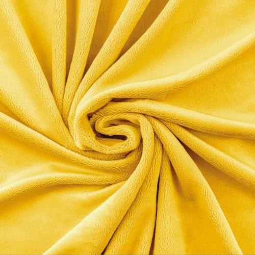 Textrend Stoff Minky - Plüschstoff - Meterware - 1 Meter 160 x 100 cm - Stoffe zum Nähen - Kinder - weich kuschelig - Glatt Gelb