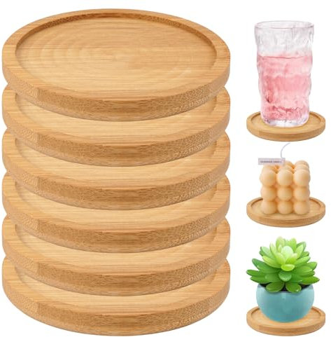HIKPACKER 6 Stück Kerzenständer Holz Kerzenteller für Tischdekoration, Kommunion, Taufe Untersetzer